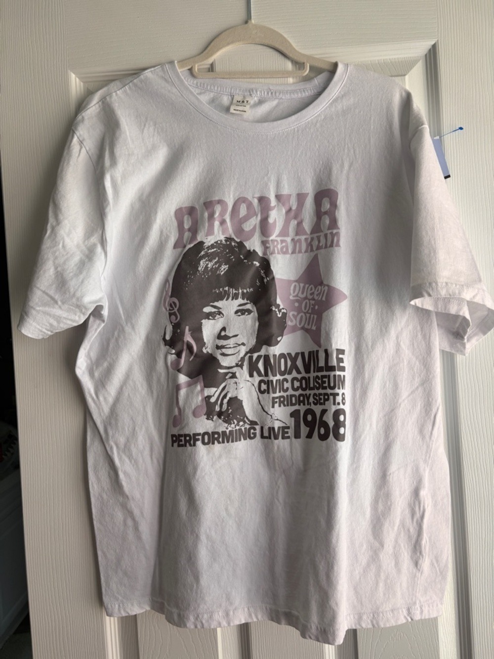 Aretha Franklin Queen of Soul Knoxville 1968 Short Sleeve T-Shirts Tees Size XL